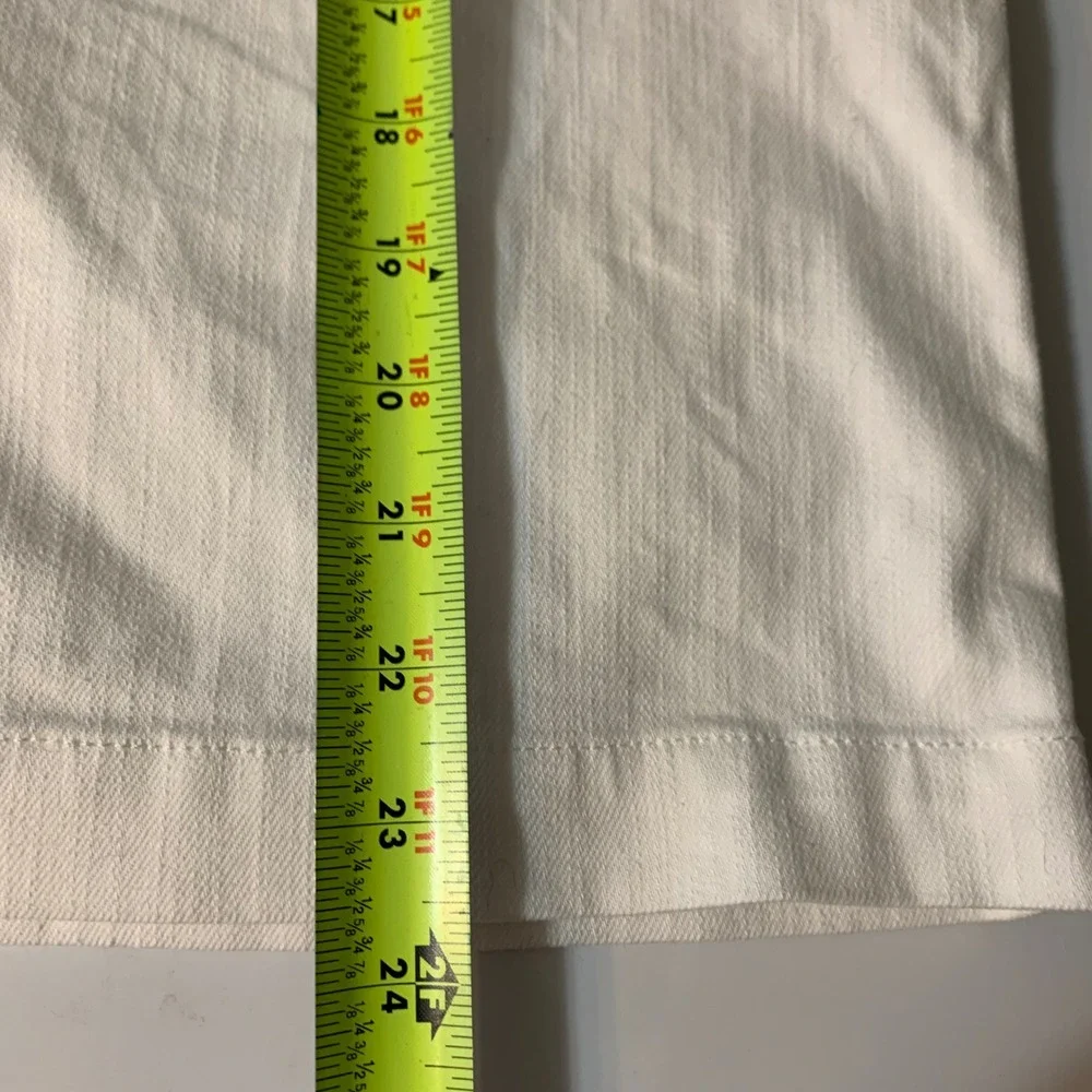 Talbots Denim Pencil Skirt 10 White Cotton Midi Preppy Coastal Classic Crisp